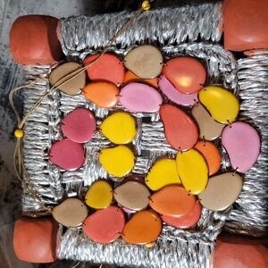 Tagua Nut Necklace and Earrings Set with 2 pairs of earrings